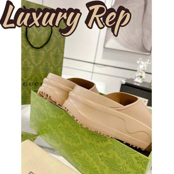 Replica Gucci Unisex Interlocking G Slide Sandal Brown GG Rubber Low 4.3 CM Heel 6
