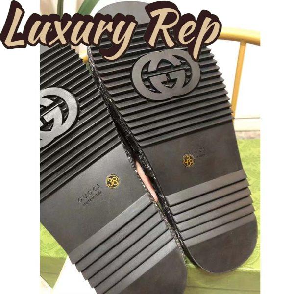 Replica Gucci Unisex Platform Slide Sandal Black Ivory GG Denim Mid 5.6 cm Heel 7