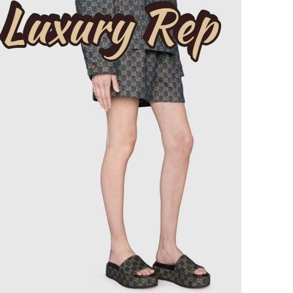 Replica Gucci Unisex Platform Slide Sandal Black Ivory GG Denim Mid 6 Cm Heel 9