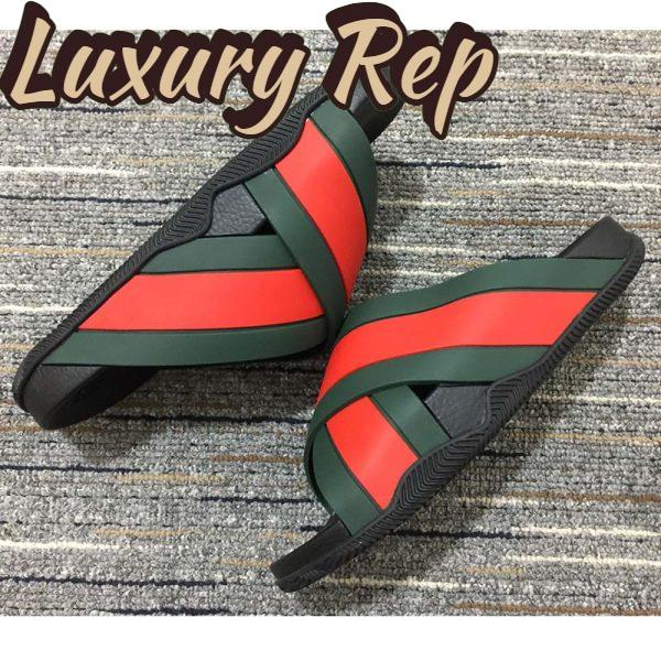 Replica Gucci Unisex Web Slide Sandal Green Red Rubber Web Rubber Sole Low Heel 7