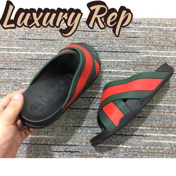 Replica Gucci Unisex Web Slide Sandal Green Red Rubber Web Rubber Sole Low Heel 8