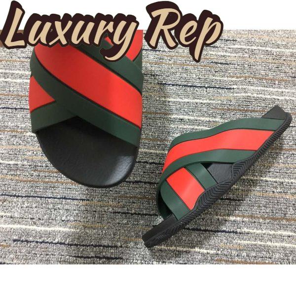 Replica Gucci Unisex Web Slide Sandal Green Red Rubber Web Rubber Sole Low Heel 10