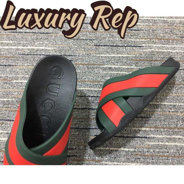 Replica Gucci Unisex Web Slide Sandal Green Red Rubber Web Rubber Sole Low Heel 11