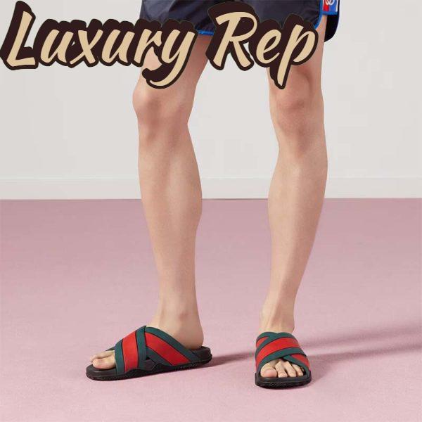 Replica Gucci Unisex Web Slide Sandal Green Red Rubber Web Rubber Sole Low Heel 12