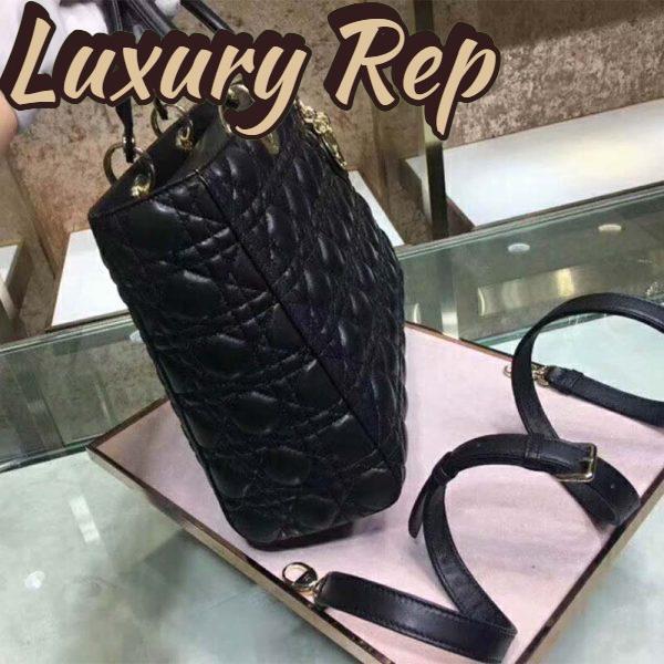 Replica Dior Women Lady Dior Lambskin Tote Bag-Black 6