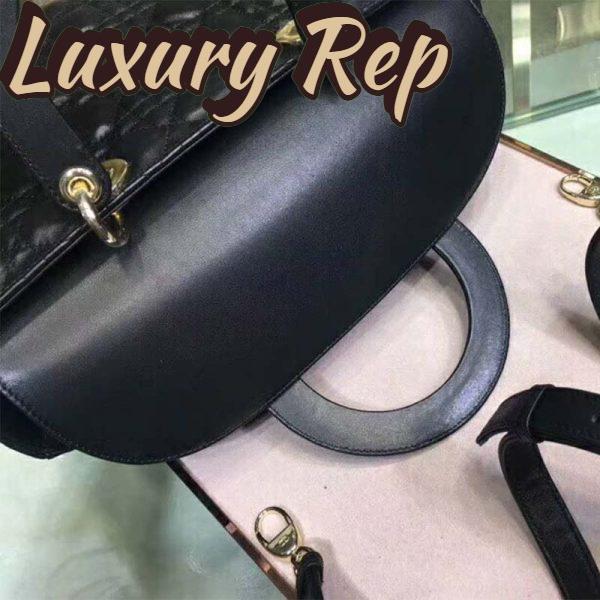 Replica Dior Women Lady Dior Lambskin Tote Bag-Black 9