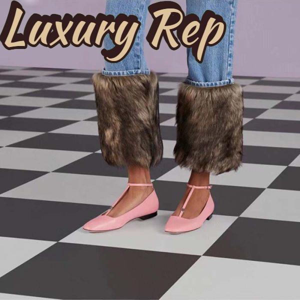 Replica Gucci Women GG Ballet Flat Double G Pink Leather Sole Flat 1 Cm Heel 16