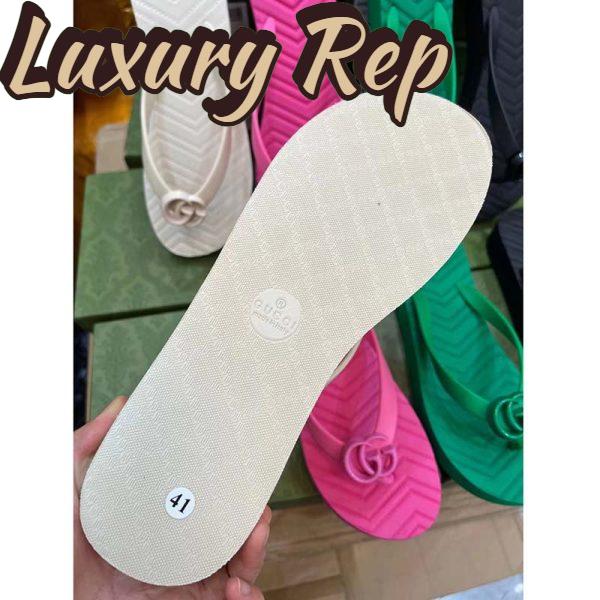 Replica Gucci Women GG Chevron Thong Sandal White Rubber Resin Double G Flat 6