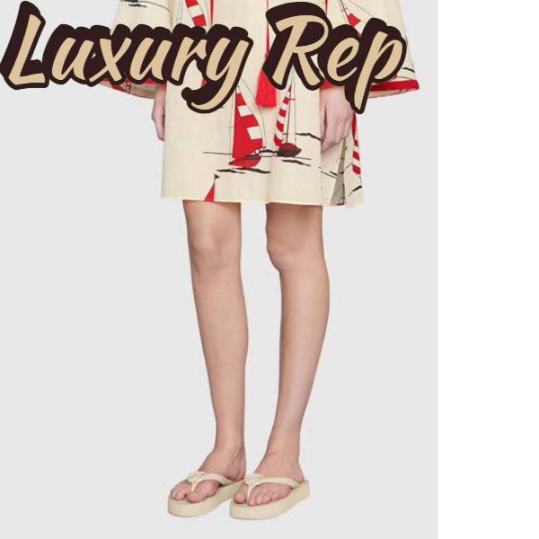 Replica Gucci Women GG Chevron Thong Sandal White Rubber Resin Double G Flat 8