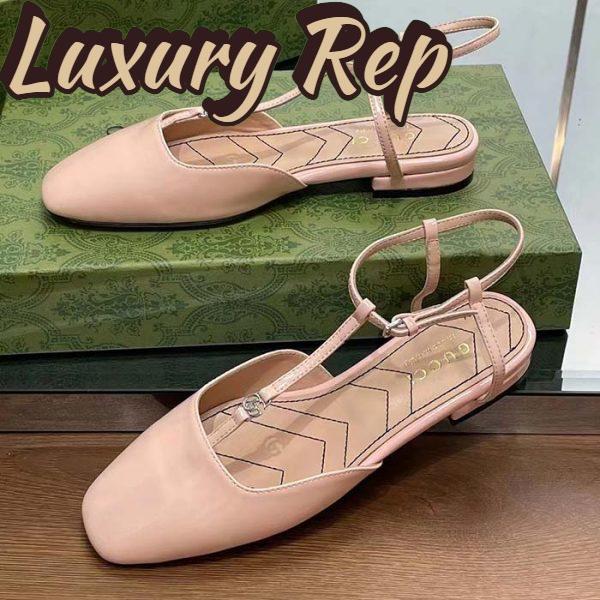 Replica Gucci Women GG Double G Ballet Flat Light Pink Patent Leather Square Toe 8