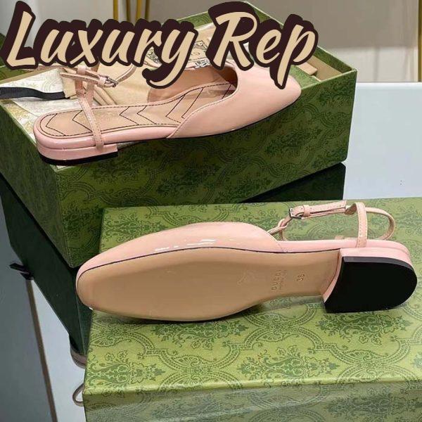 Replica Gucci Women GG Double G Ballet Flat Light Pink Patent Leather Square Toe 11
