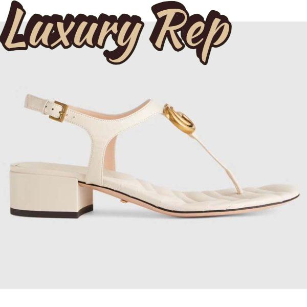 Replica Gucci Women GG Double G Sandal White Leather Sole Double G 5 Cm Heel