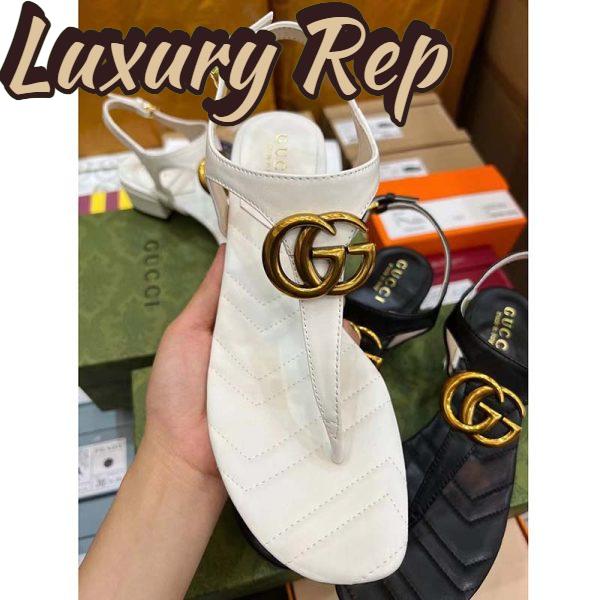 Replica Gucci Women GG Double G Sandal White Leather Sole Double G 5 Cm Heel 3