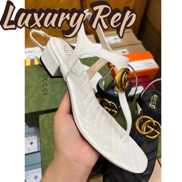 Replica Gucci Women GG Double G Sandal White Leather Sole Double G 5 Cm Heel 4