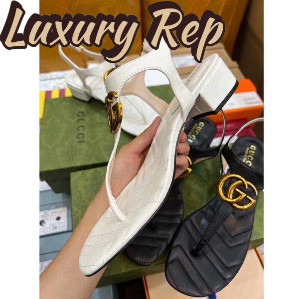 Replica Gucci Women GG Double G Sandal White Leather Sole Double G 5 Cm Heel 5