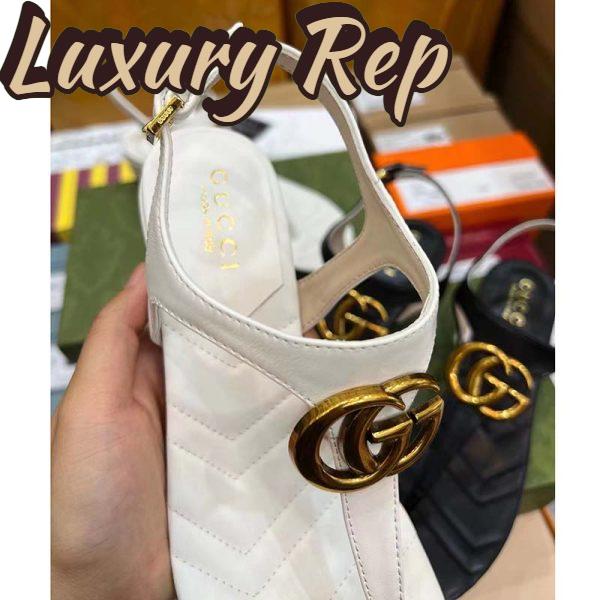 Replica Gucci Women GG Double G Sandal White Leather Sole Double G 5 Cm Heel 6