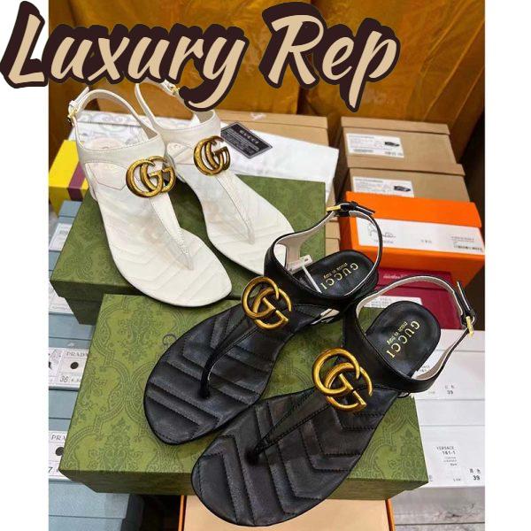 Replica Gucci Women GG Double G Sandal White Leather Sole Double G 5 Cm Heel 8