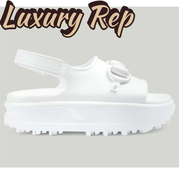 Replica Gucci Women GG Horsebit Platform Sandal White Rubber Velcro Strap Closure