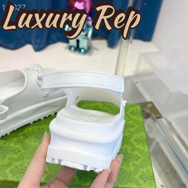 Replica Gucci Women GG Horsebit Platform Sandal White Rubber Velcro Strap Closure 7