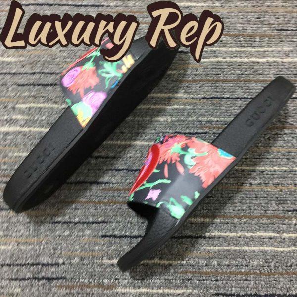 Replica Gucci Women GG Ken Scott Print Slide Sandal Interlocking G Patch Flat 6