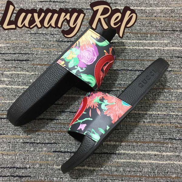Replica Gucci Women GG Ken Scott Print Slide Sandal Interlocking G Patch Flat 7