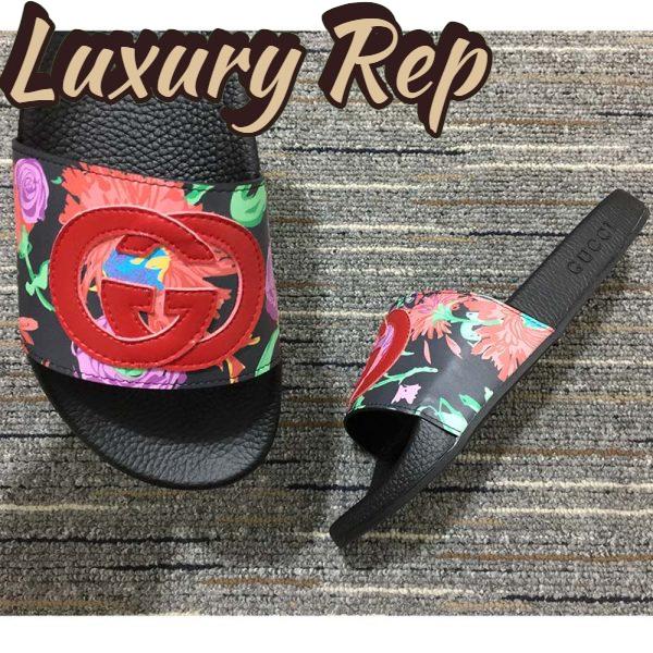 Replica Gucci Women GG Ken Scott Print Slide Sandal Interlocking G Patch Flat 8