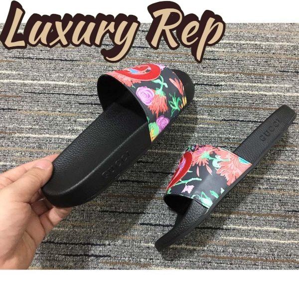 Replica Gucci Women GG Ken Scott Print Slide Sandal Interlocking G Patch Flat 9