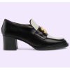 Replica Gucci Women GG Loafer Interlocking G Shiny Black Leather Low 2.5 Cm Heel 14
