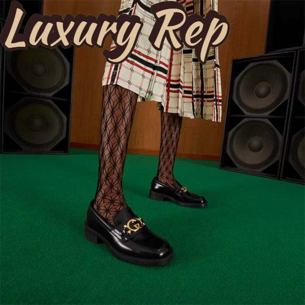 Replica Gucci Women GG Loafer Interlocking G Shiny Black Leather Low 2.5 Cm Heel 12