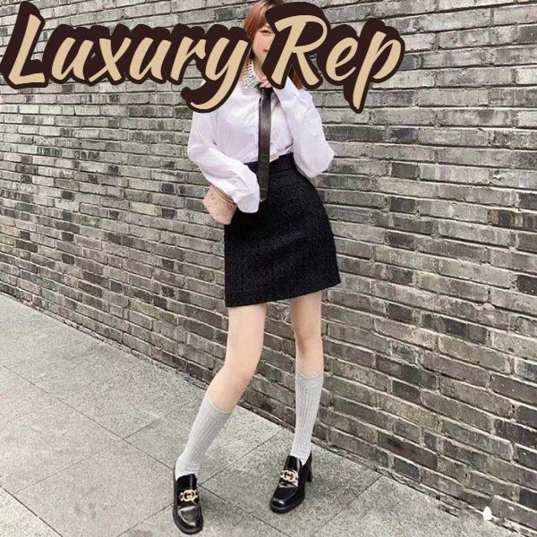 Replica Gucci Women GG Loafer Interlocking G Shiny Black Leather Mid 6 Cm Heel 12
