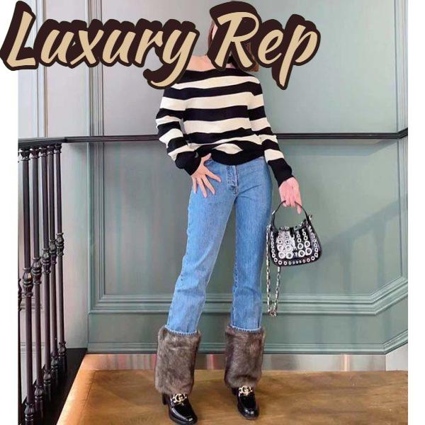 Replica Gucci Women GG Loafer Interlocking G Shiny Black Leather Mid 6 Cm Heel 13