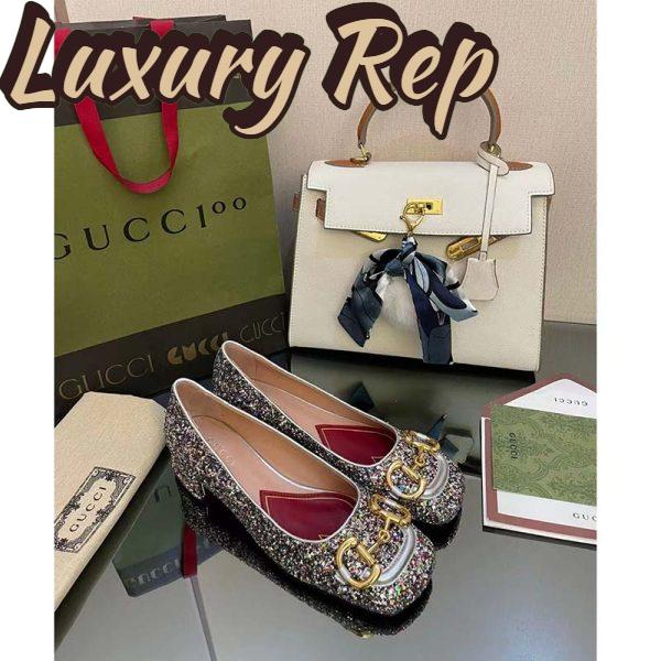 Replica Gucci Women GG Lovelight Crystal Ballet Flat Horsebit Multicolor Crystal Leather 3