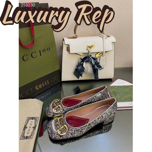 Replica Gucci Women GG Lovelight Crystal Ballet Flat Horsebit Multicolor Crystal Leather 4