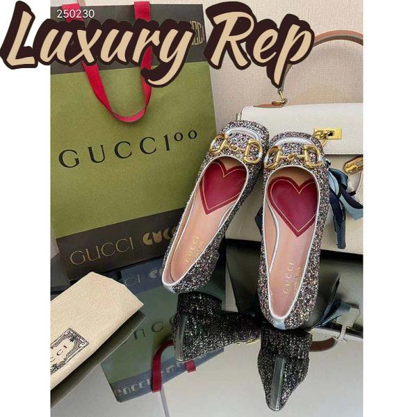 Replica Gucci Women GG Lovelight Crystal Ballet Flat Horsebit Multicolor Crystal Leather 7
