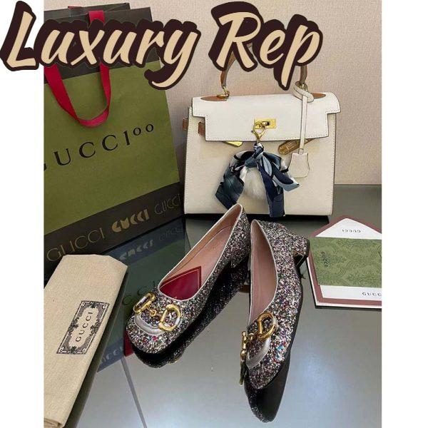 Replica Gucci Women GG Lovelight Crystal Ballet Flat Horsebit Multicolor Crystal Leather 8