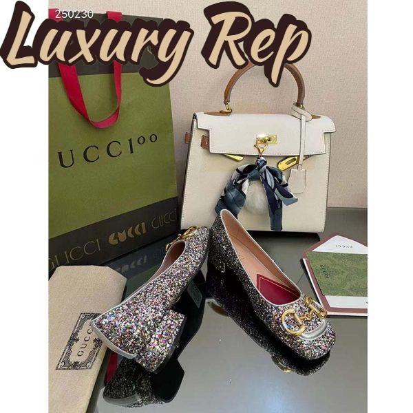Replica Gucci Women GG Lovelight Crystal Ballet Flat Horsebit Multicolor Crystal Leather 9