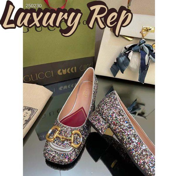 Replica Gucci Women GG Lovelight Crystal Ballet Flat Horsebit Multicolor Crystal Leather 11