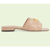 Replica Gucci Women GG Matelassé Slide Sandal Bright Pink Double G Square Toe Flat 13