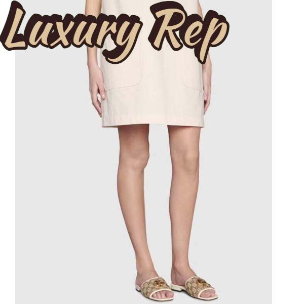 Replica Gucci Women GG Slide Sandal Double G Beige Ebony Orignal GG Canvas 9
