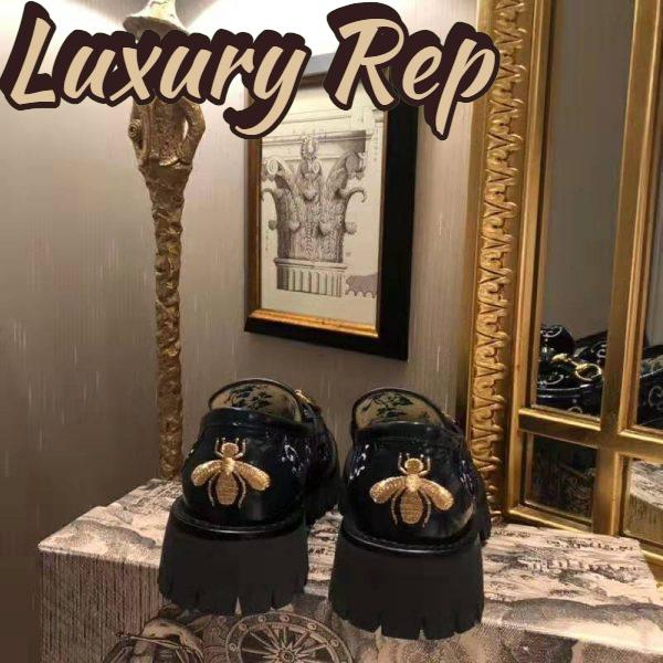 Replica Gucci Women GG Velvet Lug Sole Loafer in GG Velvet 2.5 cm Heel-Navy 7