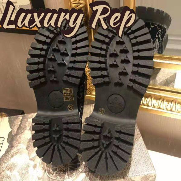 Replica Gucci Women GG Velvet Lug Sole Loafer in GG Velvet 2.5 cm Heel-Navy 10