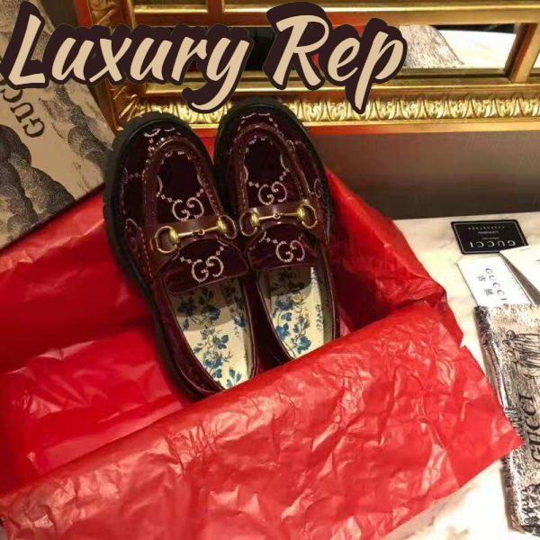 Replica Gucci Women GG Velvet Lug Sole Loafer in GG Velvet 2.5 cm Heel-Red 9