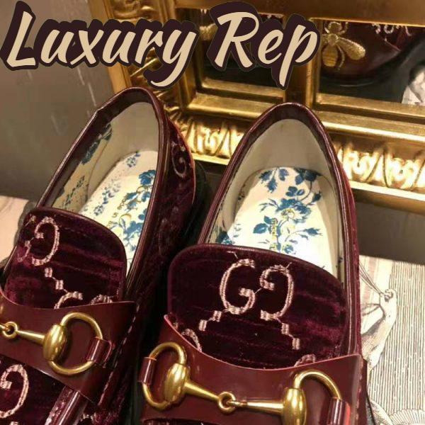 Replica Gucci Women GG Velvet Lug Sole Loafer in GG Velvet 2.5 cm Heel-Red 11