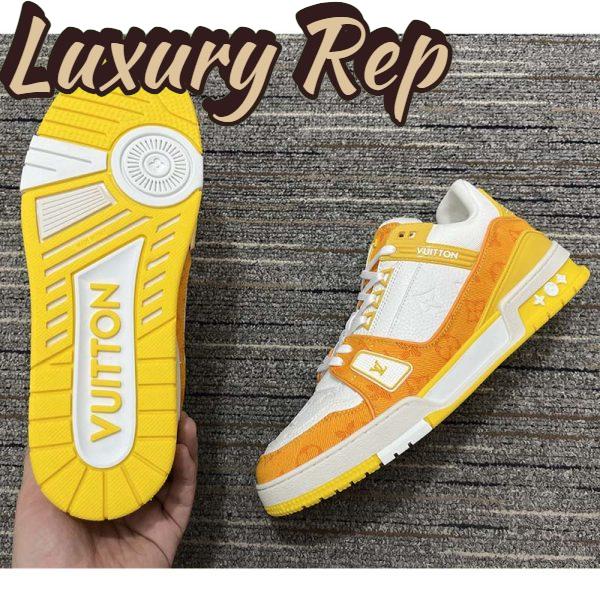 Replica Louis Vuitton Unisex LV Trainer Sneaker Yellow Monogram Denim Monogram Embossed Grained Calf 8