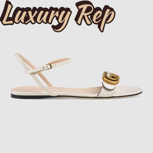 Replica Gucci Women Leather Sandal with Double G-White 2