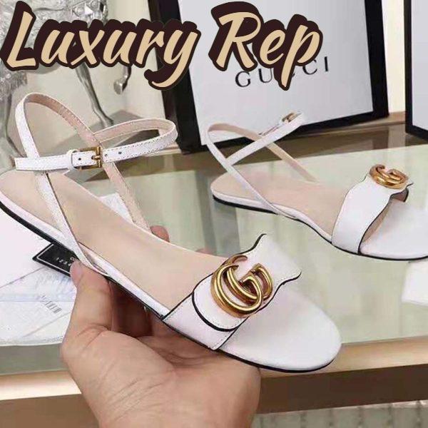 Replica Gucci Women Leather Sandal with Double G-White 4