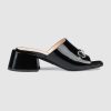 Replica Gucci Women Platform Slide Sandal Beige Blue Original GG Canvas Rubber Sole Low Heel 14