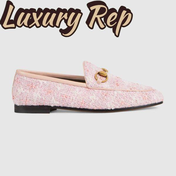 Replica Gucci Women Gucci Jordaan Tweed Loafer 1.3 cm Heel-Pink 2