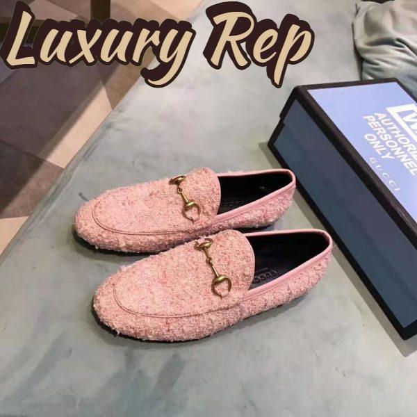 Replica Gucci Women Gucci Jordaan Tweed Loafer 1.3 cm Heel-Pink 3