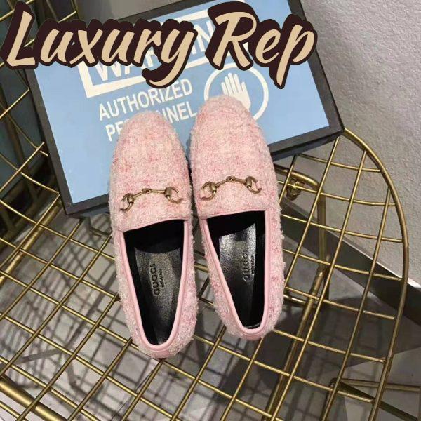 Replica Gucci Women Gucci Jordaan Tweed Loafer 1.3 cm Heel-Pink 6